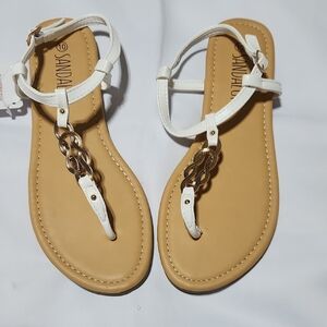 SANDALUP Thong Flat Sandals with Ring Metal and Adjustable Ankle Buckle